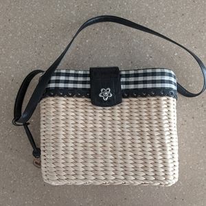 Brighton straw gingham purse